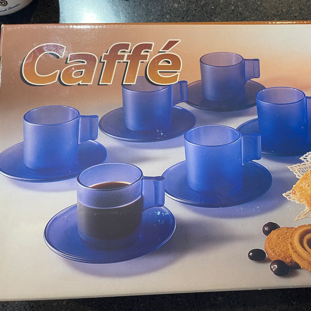 Made in Italy cristal 3A servizio caffe set of 6 frosted clear